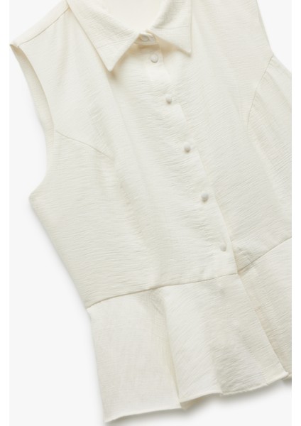 Viskon Kumaş Astarlı Kolsuz Peplum Gömlek indirimleri