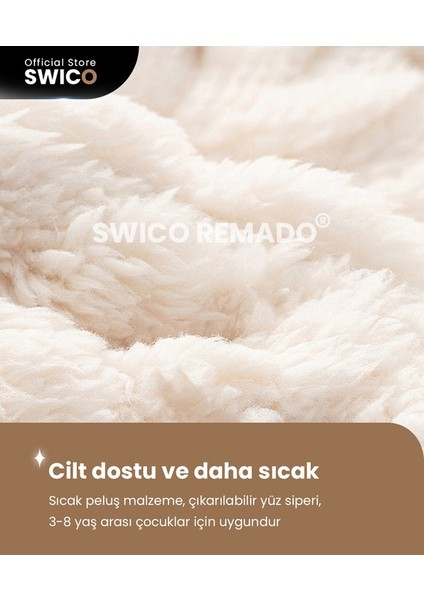 Çocuklar Için Sevimli Kış Kapşonlu Şapka Eşarp - Beyaz (Yurt Dışından)