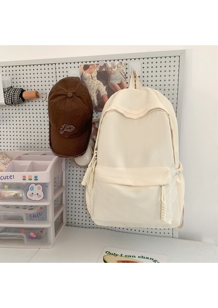 Retro Okul Çantası Kadın Kore Versiyonu Ortaokul Kız Lise Öğrencisi Büyük Kapasiteli Sırt Çantası Basit Düz Renk Sırt Çantası (Yurt Dışından) fiyatları