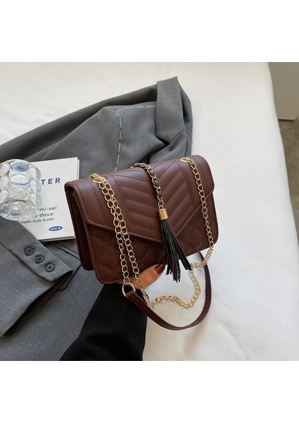 Batı Tarzı Tek Omuz Çapraz Askılı Çanta, Çok Yönlü Küçük Kare Çanta, Kadınlar Için Üst Düzey Püsküllü Çanta (Yurt Dışından)