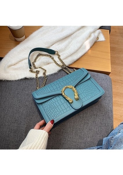 Zincir Crossbody Çanta Kadın Çift Bölmeli Küçük Kare Çanta Omuz Çantası Banliyö Çevirme Çantası (Yurt Dışından) fiyatları