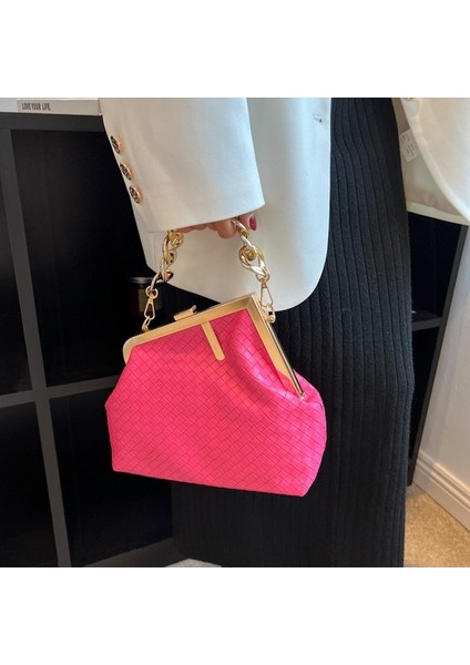 Moda Şeker Rengi Omuz Çantası Ins Net Kırmızı Kız Zincir Çanta Pu (Yurt Dışından)