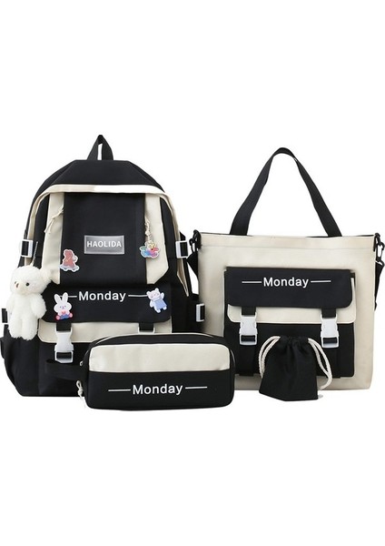 Ilkokul Öğrencileri, Ortaokul Öğrencileri Için Japon Büyük Kapasiteli Okul Çantası, Yeni Moda Dört Parçalı Set, Kore Tarzı Ins Tarzı Gündelik Sırt Çantası (Yurt Dışından)