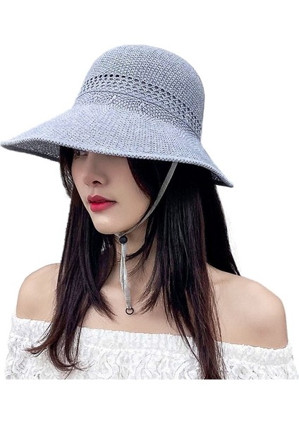 Kişiselleştirilmiş Hasır Şapka Yumuşak Hasır Geniş Kenarlı Güneş Şapkası (Yurt Dışından)