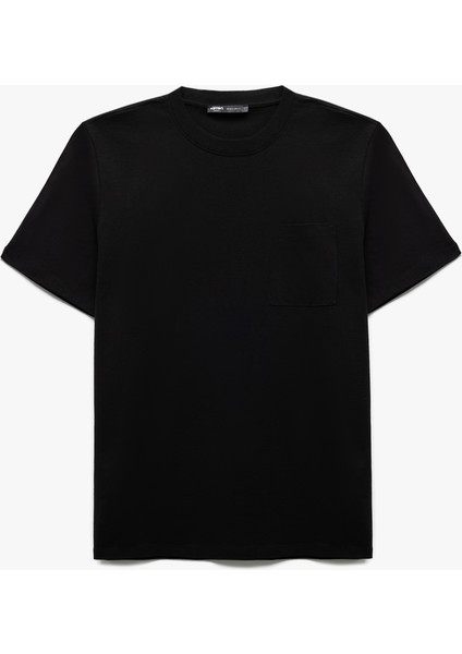 Kısa Kollu Cepli Regular Fit Bisiklet Yaka Pamuklu Basic Erkek Tişört