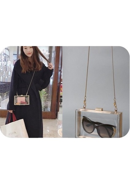 Şeffaf Çanta Messenger Çanta Omuz Küçük Kare Çanta Yemek Zinciri Çanta (Yurt Dışından) fiyatları