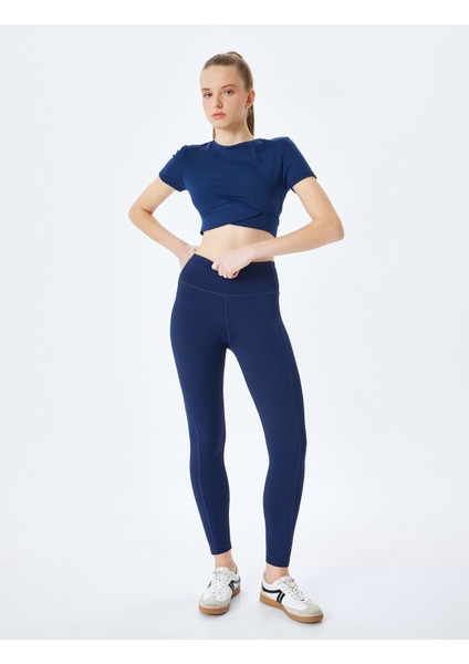 Yüksek Bel Dikiş Detaylı Slim Fit Spor Tayt