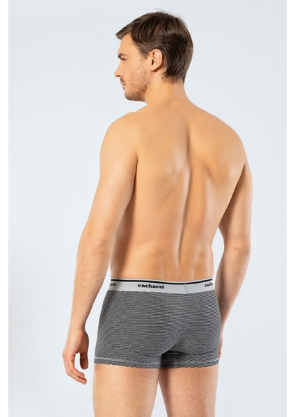 Erkek 2li Çizgili Likralı Boxer