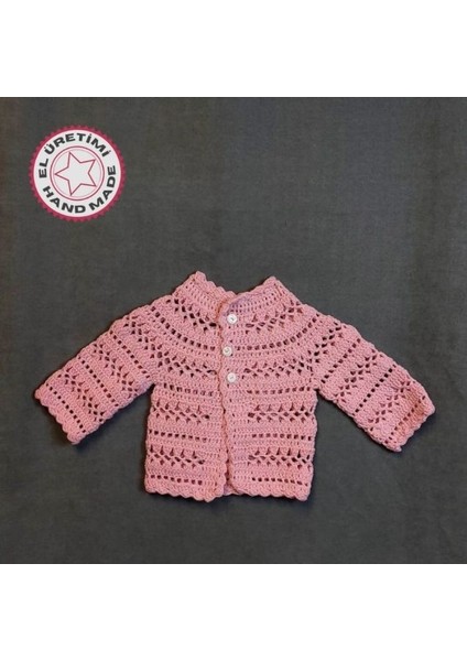 1236 El Örgüsü Koton Ip Kız Çocuk Pembe Hırka - 0 / 6 Ay
