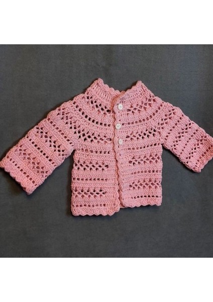 1236 El Örgüsü Koton Ip Kız Çocuk Pembe Hırka - 0 / 6 Ay indirimleri