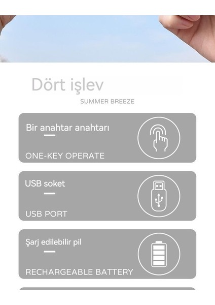 USB Mini El Fanı - Mavi (Yurt Dışından)