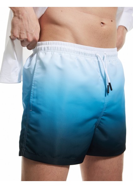 Oversize Desenli Cepli Beli Bağcıklı Deniz Şortu modelleri