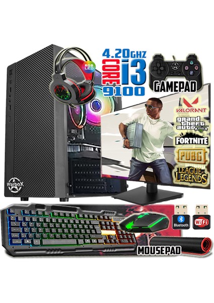 Deep I3 9100 TURBO:4.20GHZ 8gb Ram 240GB SSD 250GB HDD R7 240-4GB E.kartı 20" Monitör Masaüstü Bilgisayar