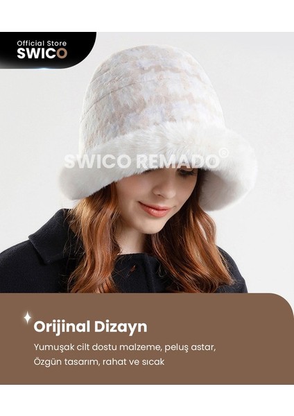 Kadın Kış Peluş Kova Şapka - Siyah/gri (Yurt Dışından) fırsatları