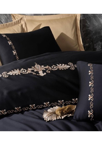 Brode Nakışlı Çift Kişilik Saten Nevresim Takımı Gloria Gold fiyatları