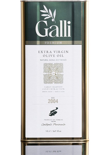 Premium 5 lt Teneke Soğuk Sıkım Zeytinyağı