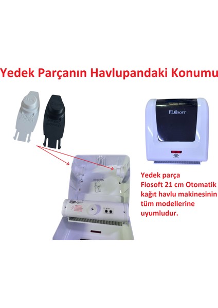 Flosoft 21CM Otomatik Kağıt Havlu Dispanseri Yedek Parça Beyaz 2 Adet