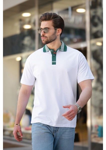 Beyaz Polo Yaka Erkek T-Shirt E7147 fiyatları