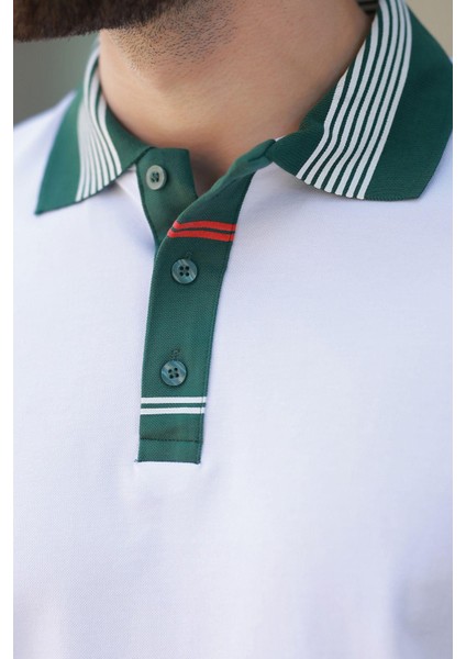 Beyaz Polo Yaka Erkek T-Shirt E7147 fırsatları
