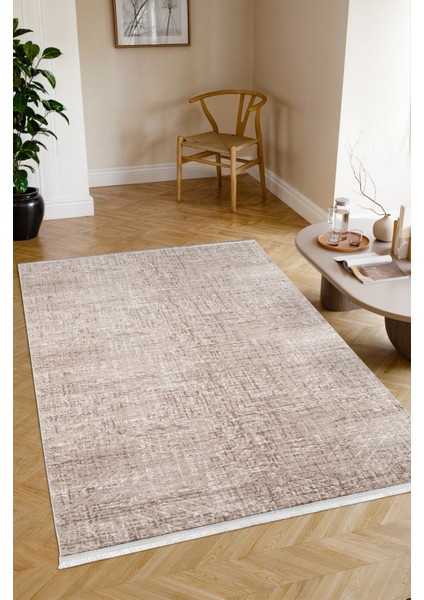 Kaymaz Taban Yıkanabilir Modern Salon Mutfak Oturma Odası Çocuk Odası Halısı 5002 Vizon