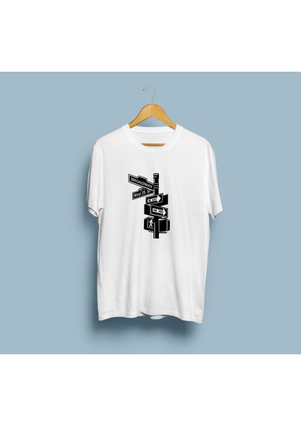 Oversize West Side Tabelaları Tasarımlı T-Shirt