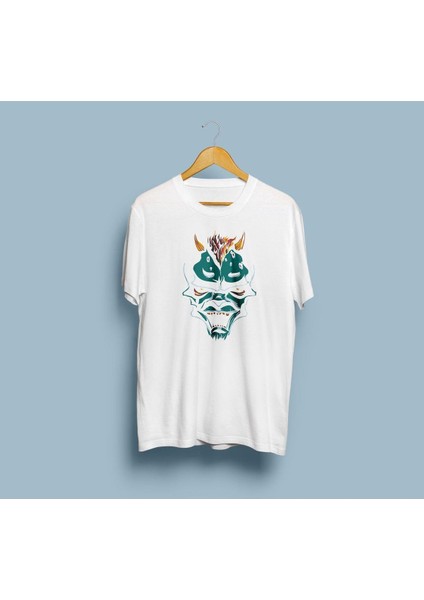 Oversize Vektör Kuru Kafa / Alev / Boynuz Tasarım T-Shirt modelleri