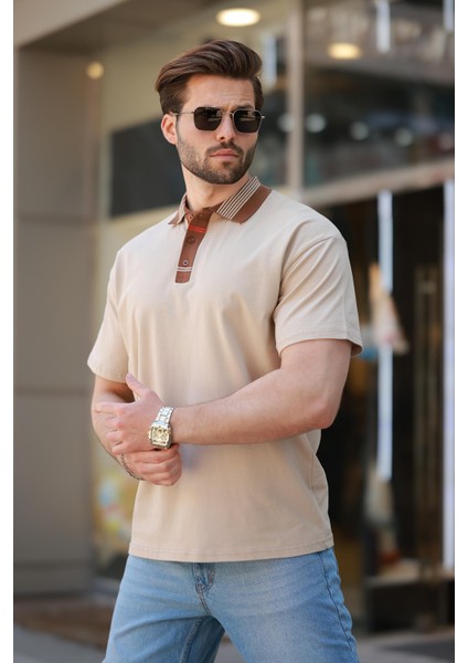Bej Polo Yaka Erkek T-Shirt E7147 fiyatları