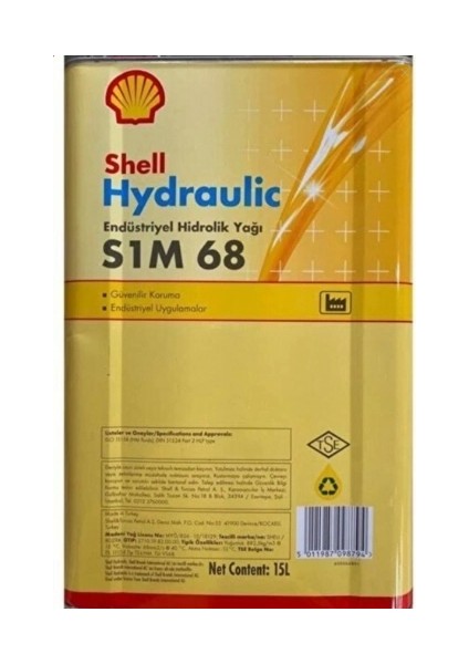 Hydraulic S1 M 68 15 Litre Hidrolik Sistem Yağı