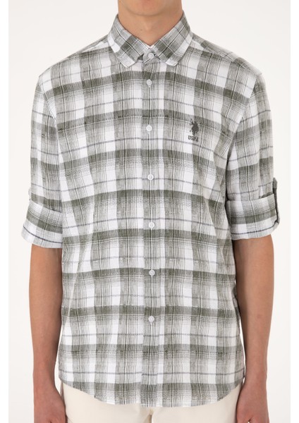 Erkek Yeşil Gömlek Desenli 50301779-VR054