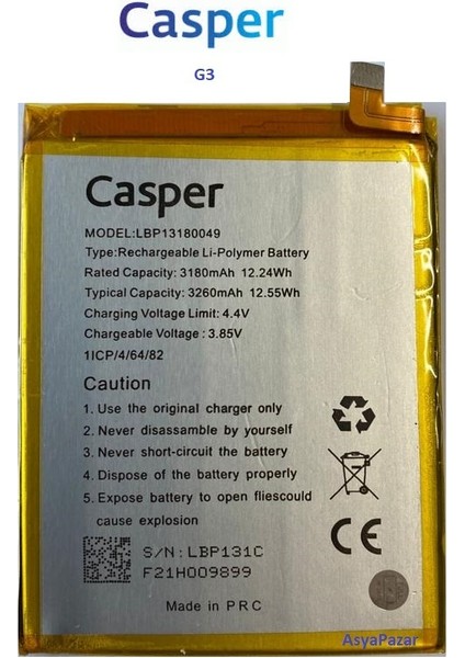 Casper G3 Pil Batarya 3180 Mah LBP13180049