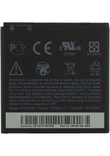 Htc Evo 3D / Sensation Xe Batarya Pil BG86100