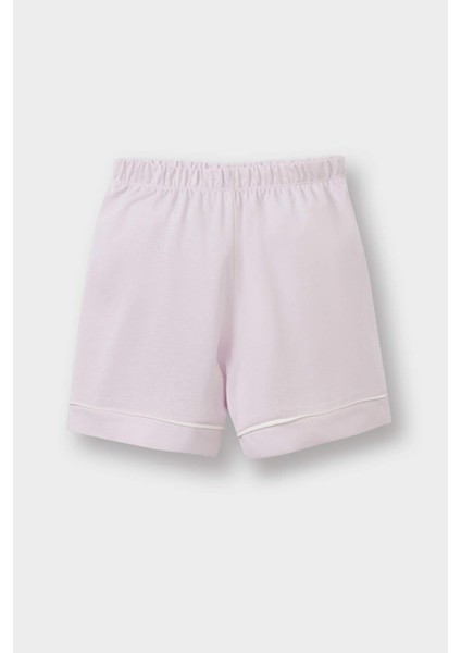 Kız Bebek Pijama Takımı Kısa Kollu Penye Pijama Üstü Esnek Belli Şort E1548A525HS