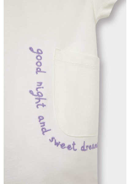 Kız Bebek Pijama Takımı Kısa Kollu Penye Pijama Üstü Esnek Belli Şort E1548A525HS