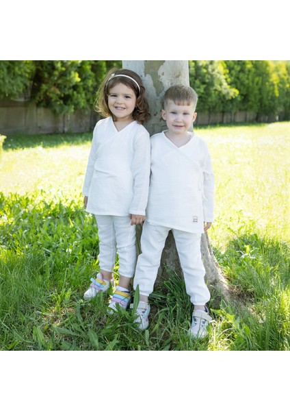 Müslin Bebek Takımı Bağcıklı Model Alt Üst Set %100 Doğal Pamuk