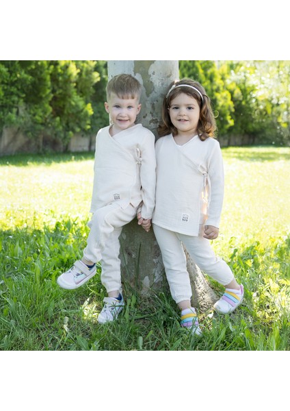 Müslin Bebek Takımı Bağcıklı Model Alt Üst Set %100 Doğal Pamuk