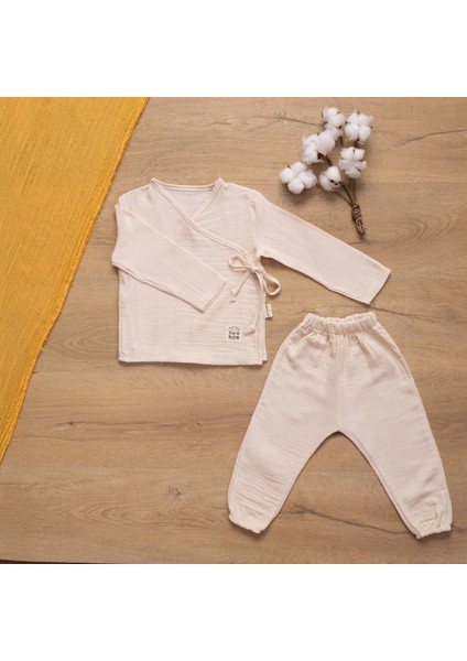 Müslin Bebek Takımı Bağcıklı Model Alt Üst Set %100 Doğal Pamuk fiyatları
