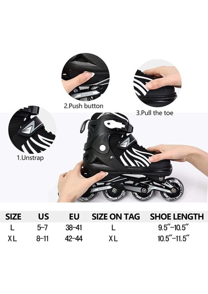 Paten Ayarlanabilir 2+1 Metal Gövde Alıştırma Pateni "siyah"