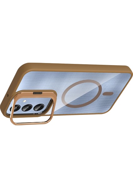 Samsung Galaxy A36 Uyumlu Kılıf Standlı Kamera Lens Koruyucu Hediye Titanyum - Gold fiyatları