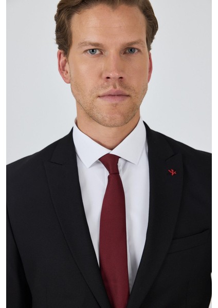 Siyah Kırlangıç Yaka Astarlı Çift Yırtmaç Esnek 6 Drop Slim Fit Classic Takım Elbise 1001250162 fırsatları