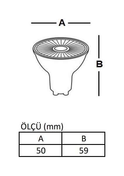 LED Spot 7W GU10 Çanak Ampul, Beyaz Işık 6500K 490LM