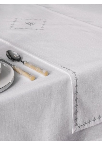 Keten Masa Örtüsü Takımı Pera Beyaz 175X240 modelleri