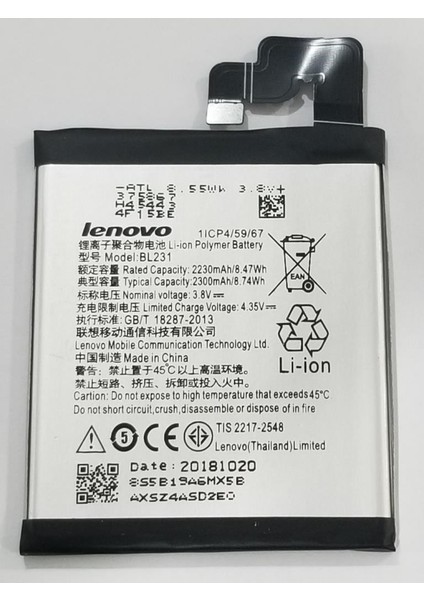 Lenovo BL231 Vibe X2 Batarya Pil
