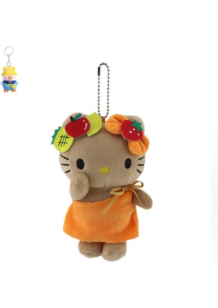 Hawaii Siyah Deri Kedi Jingle Yumurta Sarısı Kardeş Anahtarlık Yumurta Sarısı Kardeş Peluş Bebek Kolye (Yurt Dışından)