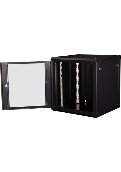 - 12U 19" Duvar Tipi Kabinet – Genişlik: 600 mm | Derinlik: 600 mm – Siyah