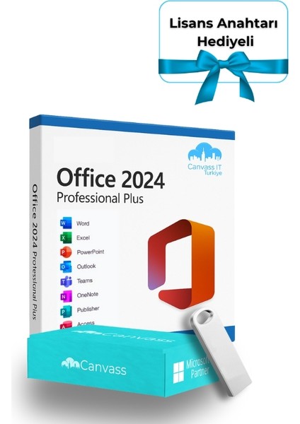 Office 2024 Professional Plus Kurulumu Uyumlu USB Bellek 16GB (Lisans Anahtarı Hediyeli)