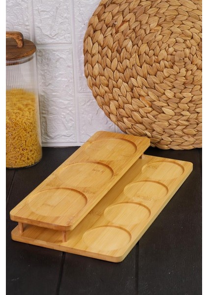 Tezgah Üstü Bambu Stand Kavanoz Baharat Bakliyat Standı
