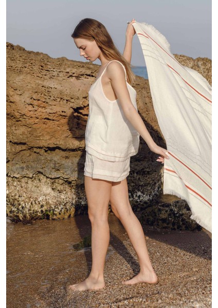 Lole Keten ve Tencel™ Kadın Şort Krem - Somon modelleri