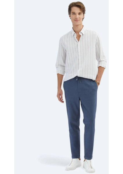 Kiremit Çizgili Regular Fit Dokuma Casual %100 Pamuk Gömlek