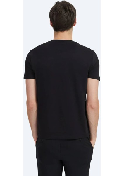 Siyah Düz Bisiklet Yaka %100 Pamuk T-Shirt fırsatları