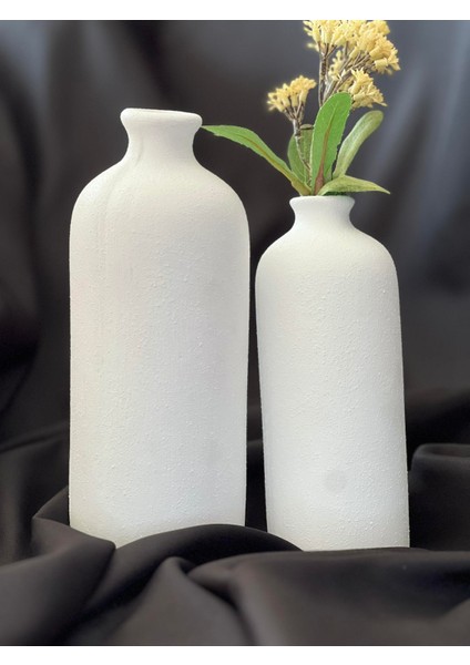 2'li Dekoratif Beyaz Vazo Seti fiyatları